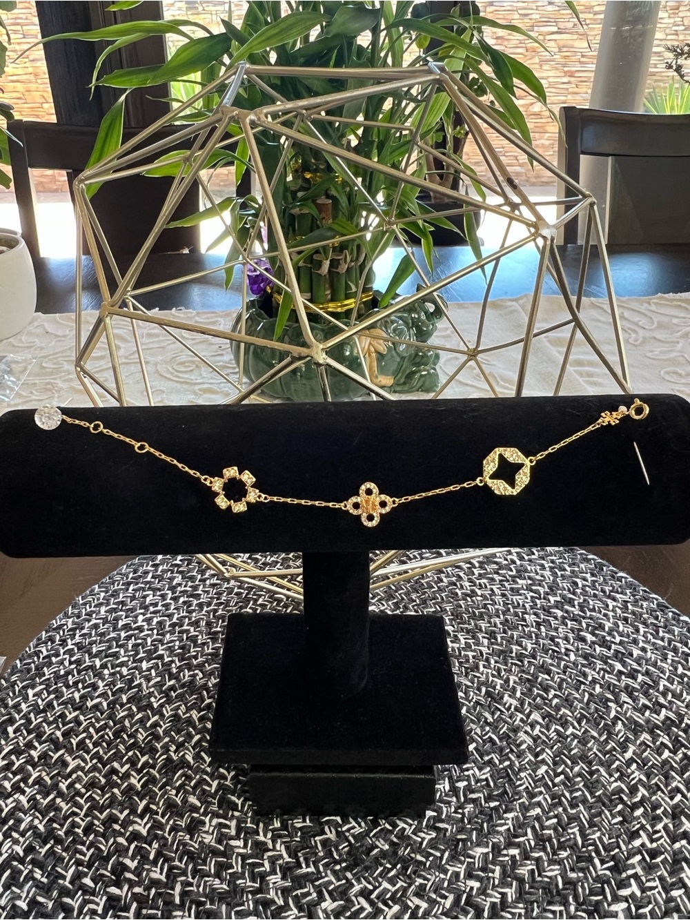 Tory Burch “Forget Me Not” Gold Tone Bracelet with Charms